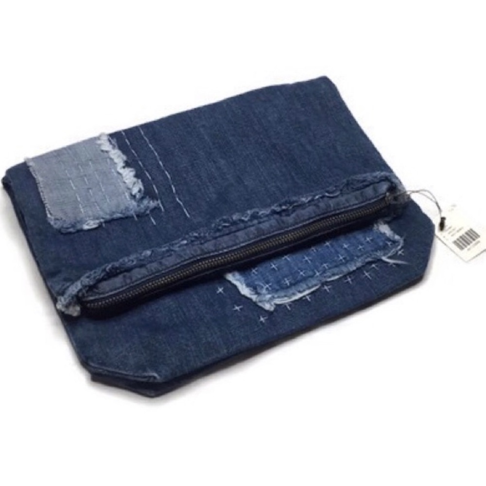 Anthropologie Cloth&Stone Denim Stitched Patch Bag NWT